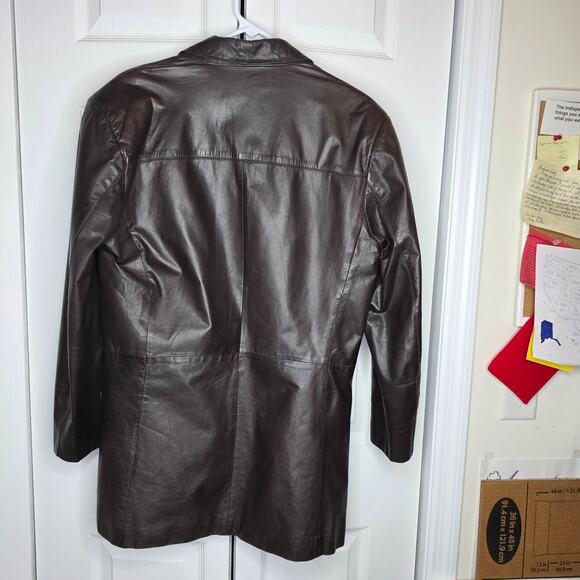 Vintage 90s Cellini Collection Men's Brown Leather Jacket Sz 40L - Picture 3 of 11